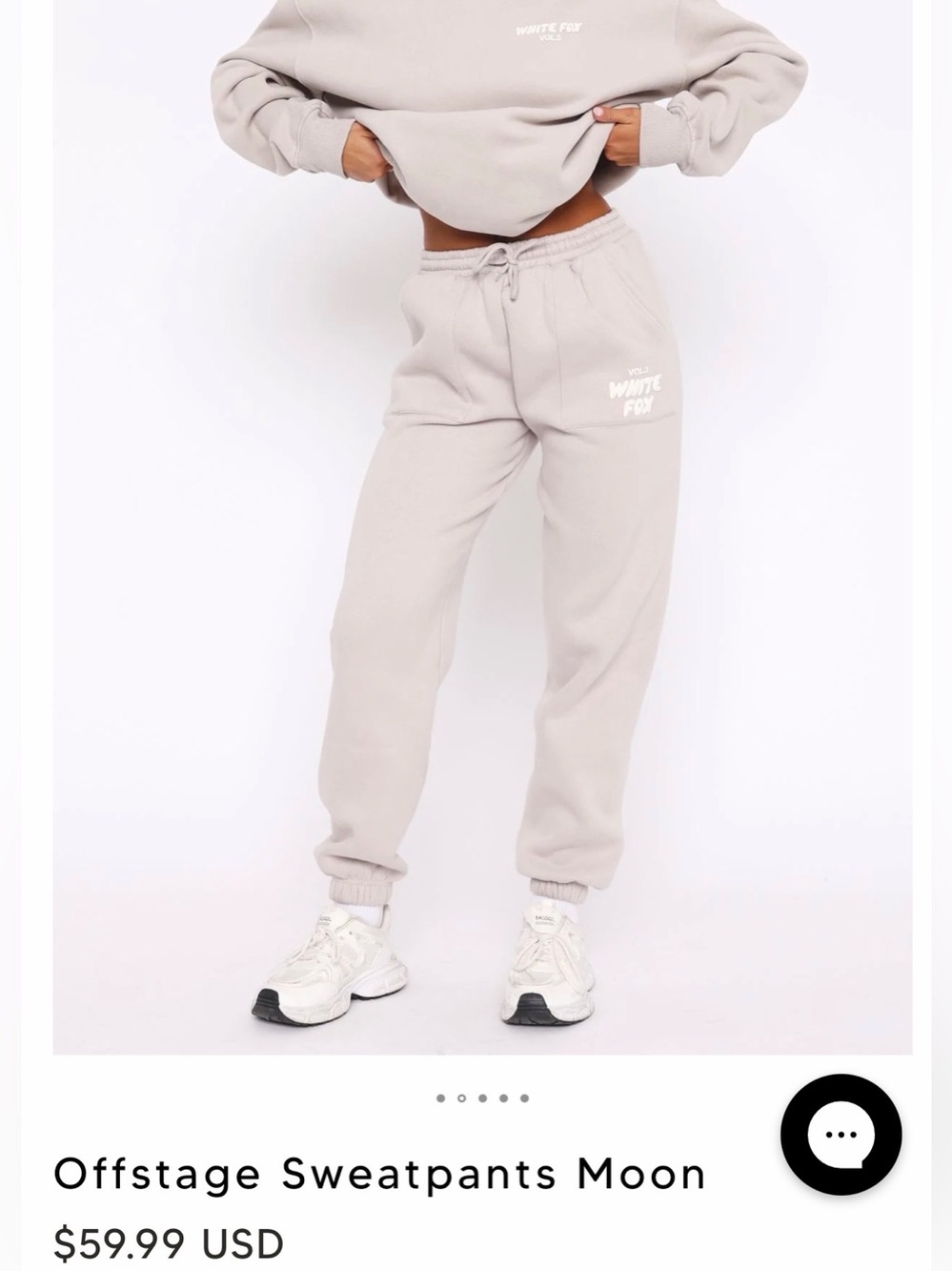 White Fox Offstage Sweatpants Moon size M